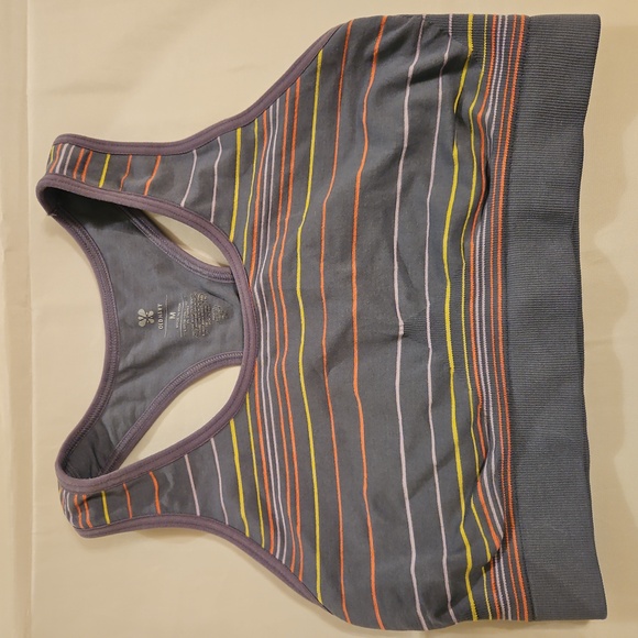 Old Navy gray striped, athletic support bra, size medium - Picture 1 of 3